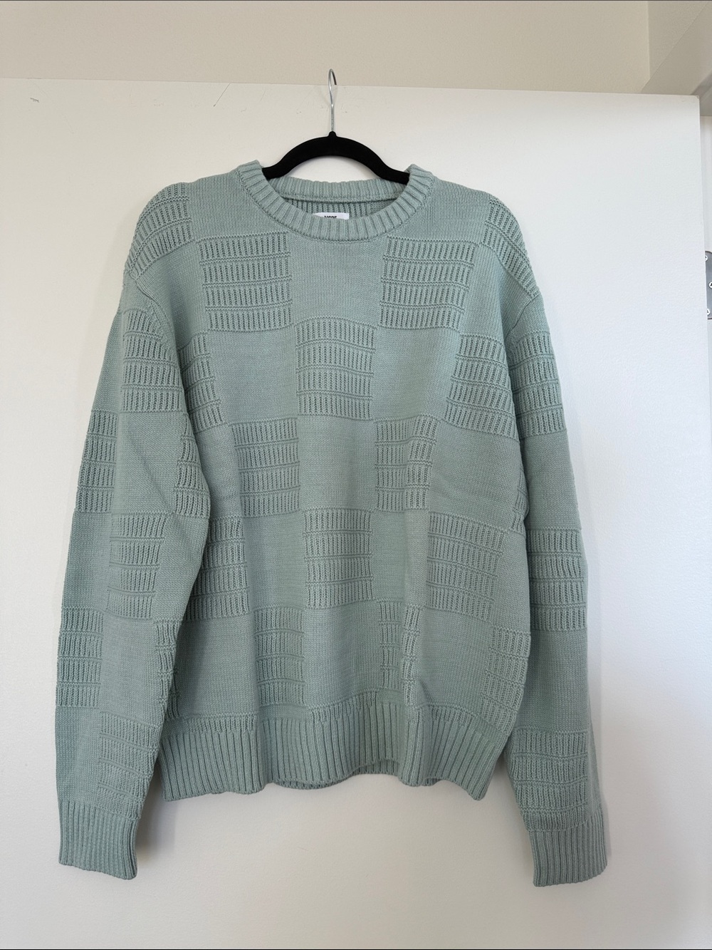 Men's Light Sage Textured Knit Sweater